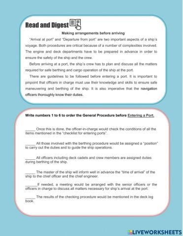 Reading practice orginizining information