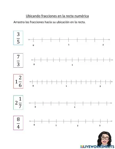 Ubicar fracciones en la recta