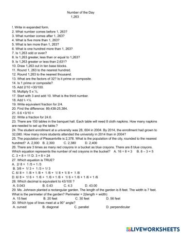Math Spiral Review for Milestone