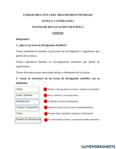 Textos de divulgación científica Conejos