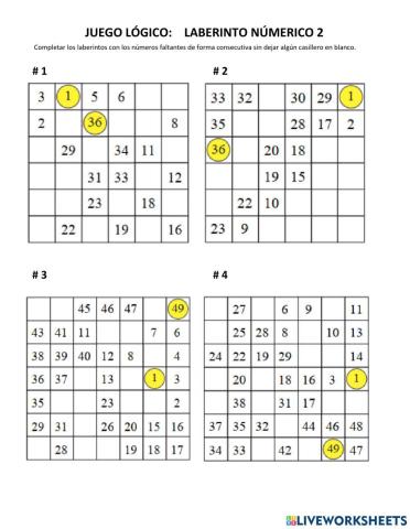 Laberinto Numérico N°2