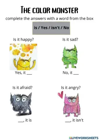 The color monster short answer questions