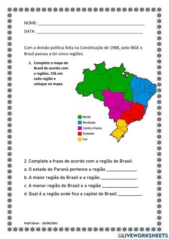 5 regiões do Brasil