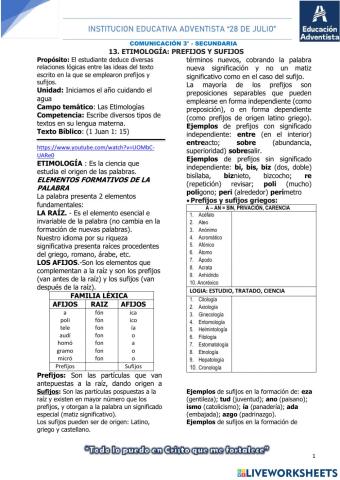 Etimología prefijos y sufijos