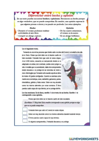 Identificar hechos y opiniones