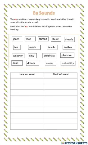 Phonics - Long & short ea sounds