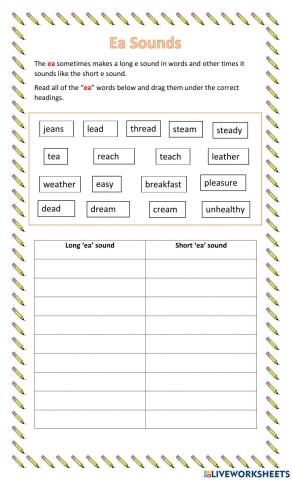 Phonics - Long & short ea sounds