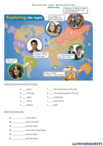 Countries and Nationalities - Verb to be