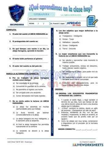 Prac. del cuento - La abeja haragana