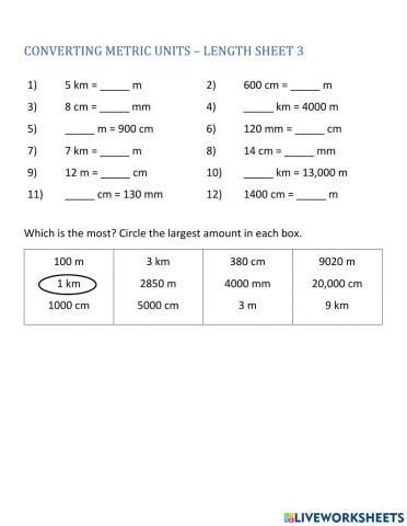 Converting metric units- length
