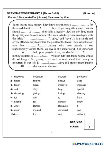 Grammar and vocab