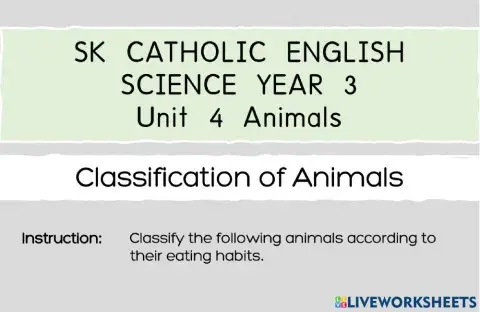 Classification of Animals Based on Their Eating Habits
