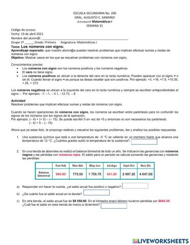 Los números con signo.