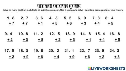 Math Facts Quiz