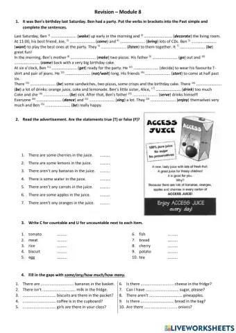 Past simple, some, any