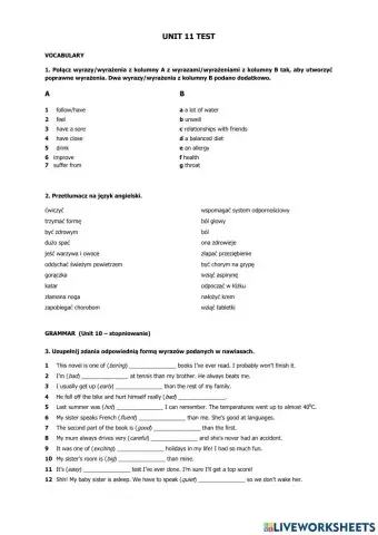 Repetytorium ósmoklasisty unit 11 test