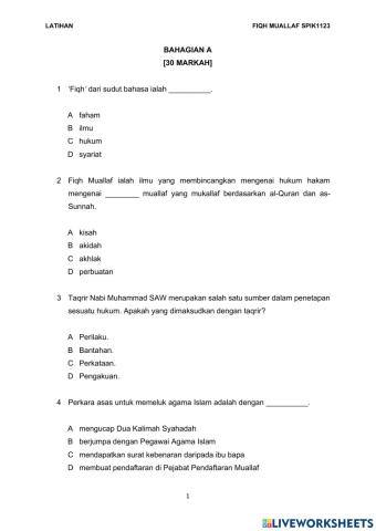 Latihan fiqh Muallaf