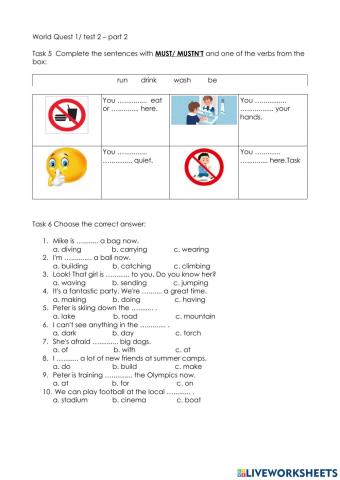 World quest 1 test on units 7 and 8 part 2