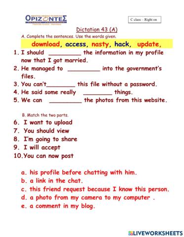 Right on 3!  Dictation: 43 A. Class :C