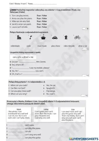 Brainy 4 unit 5 test C