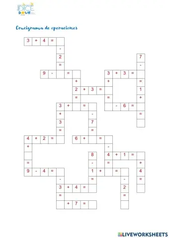 Crucigrama de operaciones