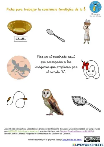 Ficha interactiva para trabajar conciencia fonológica del sonido “L”
