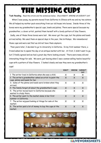 The Missing Cups KET Reader