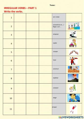Irregular verbs 1 - writing