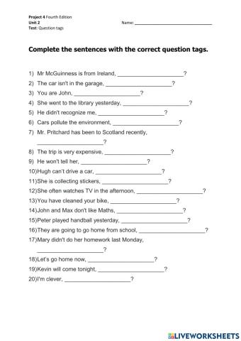 Question tags - test