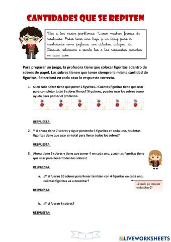 Cantidades que se repiten