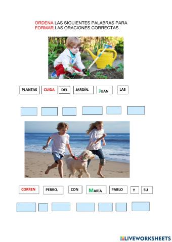 Ordenar las oraciones