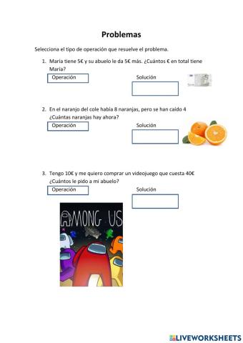 Seleccionar operación problemas