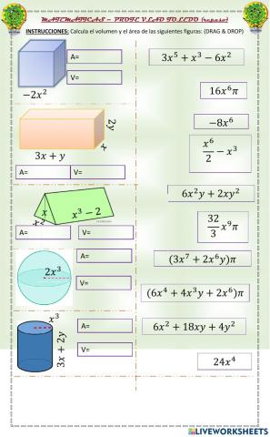 Áreas volúmenes algebraicos (Repaso)