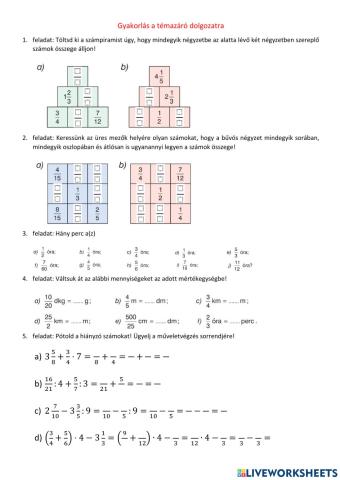 Műveletek törtekkel