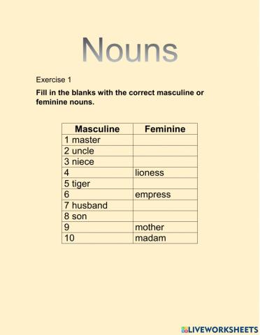 Nouns gender