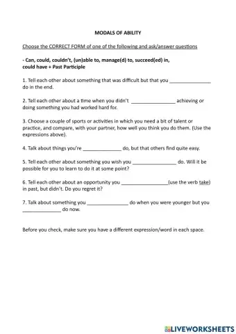 Modals of Ability B2 First - FCE