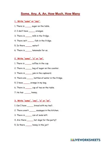 Some, any, How much, How many