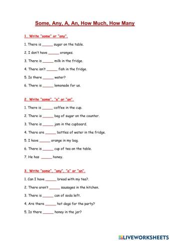 Some, any, How much, How many