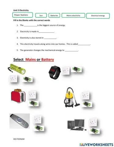 Electricity- mains and battery