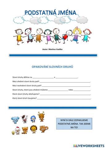 Pracovní list - Podstatná jména