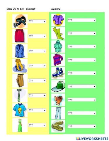 La ropa y los articulos