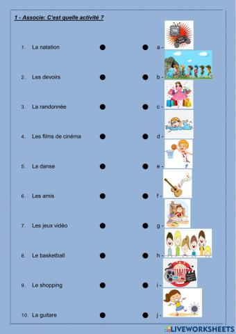 Les loisirs et les activités