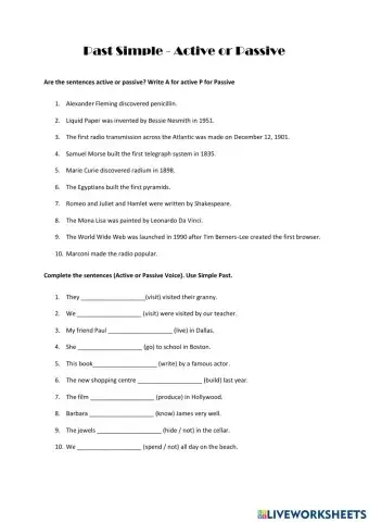 Past Tense active or passive