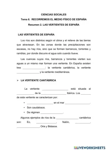 Las vertientes de España