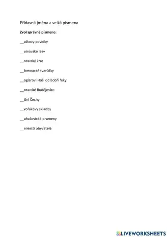 Přídavná jména a velká písmena