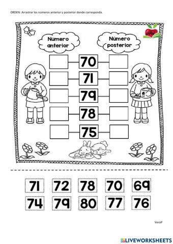 Numero anterior y posterior serie 70