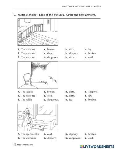 Household Problems Vocabulary Practice