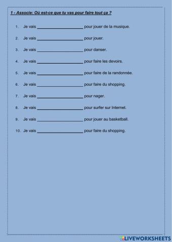 Les lieux et les activités