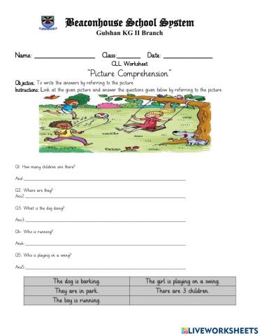 Picture comprehension