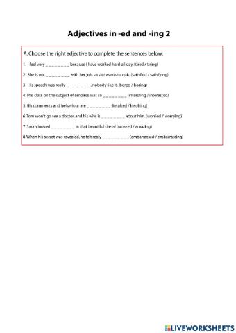 Adjectives -ed -ing